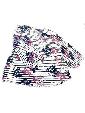 Van Heusen Womens Floral Striped Bell Sleeve Blouse Large 100% Polyester